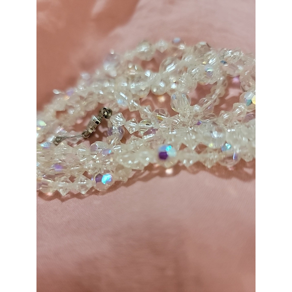 Unbranded Jewelry - Vintage Aurora Borealis AB Faceted Crystal Glass Necklace Multi-strand Stunning